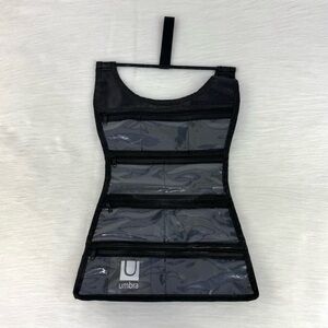 Umbra Mini Black Dress Jewelry Organizer – 8 Zippered Pockets, Travel Size 10.5"